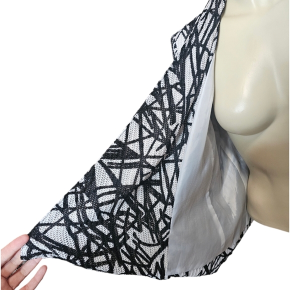 Mona Leah Couture open face mesh 3/4 sleeve jacket. Shoulder pads. Small - Picture 4 of 7